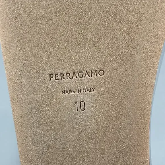 NEW Ferragamo Women’s Vanna Bow Detailed Leather Ballet Flats Silver Size 10 - Picture 5 of 10